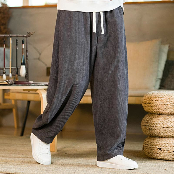 Pantaloni harem in velluto a coste con coulisse da uomo, autunno inverno, Buddha Stones