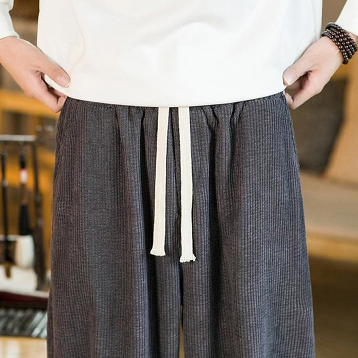 Pantaloni harem in velluto a coste con coulisse da uomo, autunno inverno, Buddha Stones