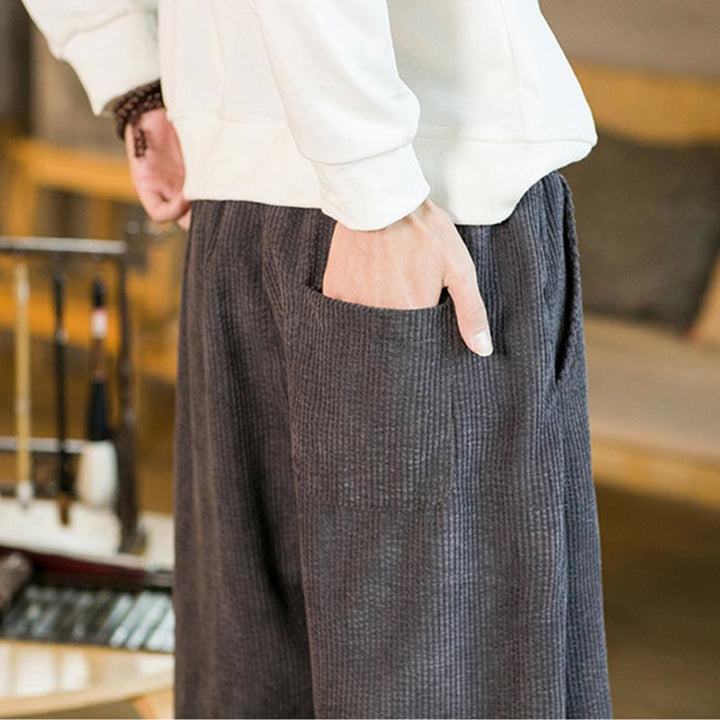 Pantaloni harem in velluto a coste con coulisse da uomo, autunno inverno, Buddha Stones