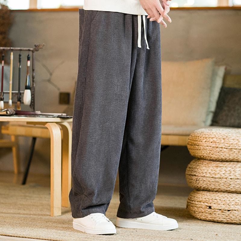 Pantaloni harem in velluto a coste con coulisse da uomo, autunno inverno, Buddha Stones