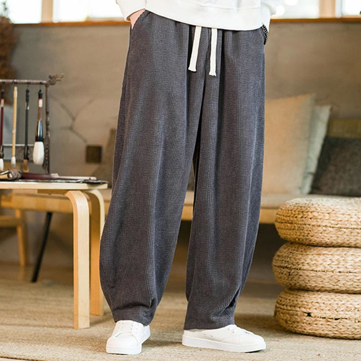 Pantaloni harem in velluto a coste con coulisse da uomo, autunno inverno, Buddha Stones