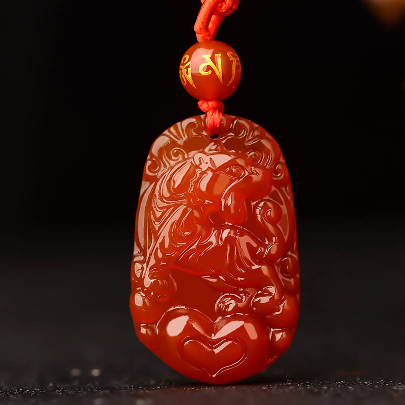 Collana con ciondolo portafortuna in agata rossa dello zodiaco cinese Buddha Stones - Tigre - image 14