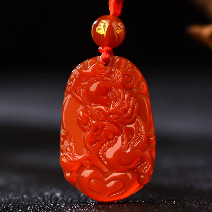 Collana con ciondolo portafortuna in agata rossa dello zodiaco cinese Buddha Stones - Drago - image 16