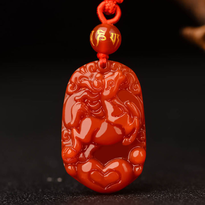 Collana con ciondolo portafortuna in agata rossa dello zodiaco cinese Buddha Stones - Cavallo - image 17
