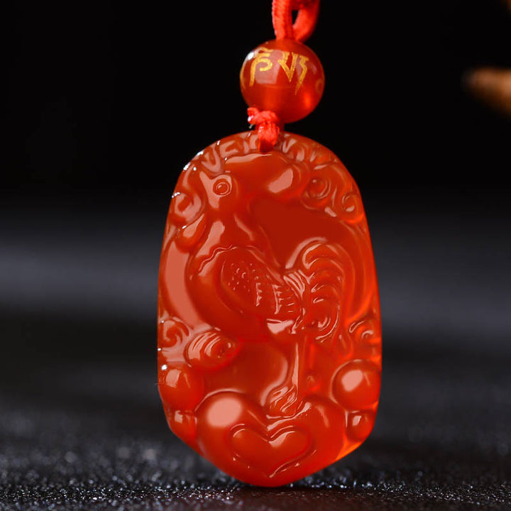 Collana con ciondolo portafortuna in agata rossa dello zodiaco cinese Buddha Stones - Gallo - image 20