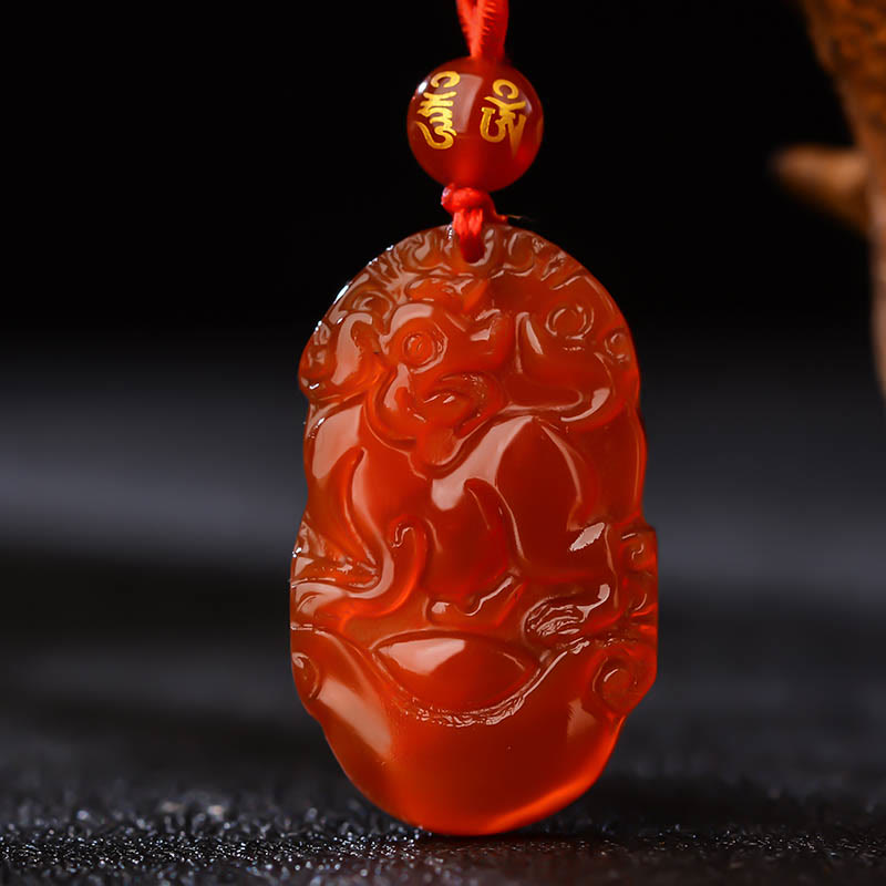 Collana con ciondolo portafortuna in agata rossa dello zodiaco cinese Buddha Stones - Cane  - image 21