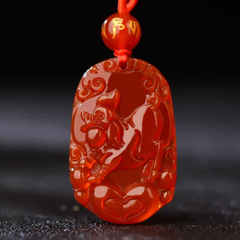 Collana con ciondolo portafortuna in agata rossa dello zodiaco cinese Buddha Stones - Maiale  - image 22
