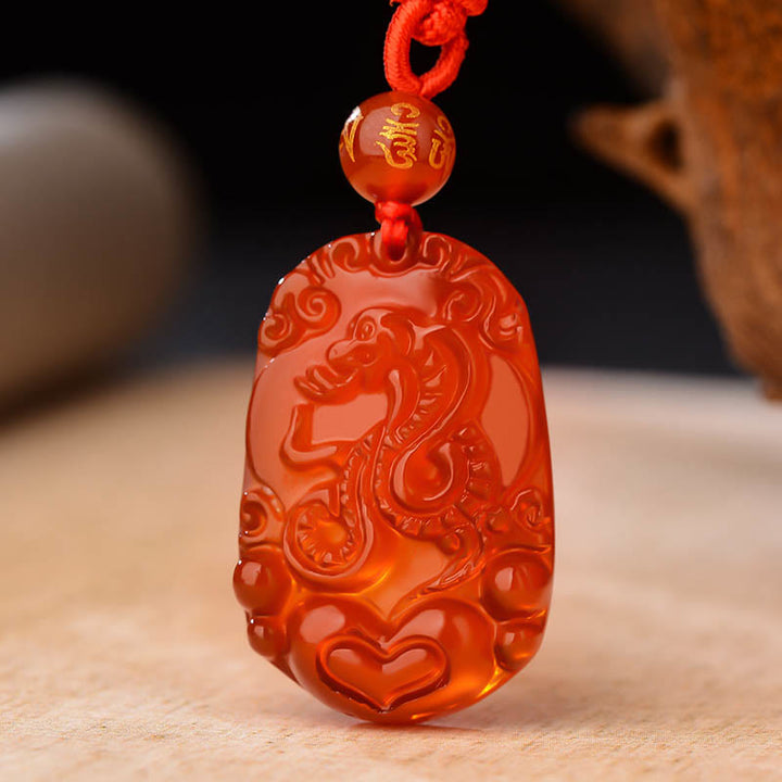Collana con ciondolo portafortuna in agata rossa dello zodiaco cinese Buddha Stones - image 5