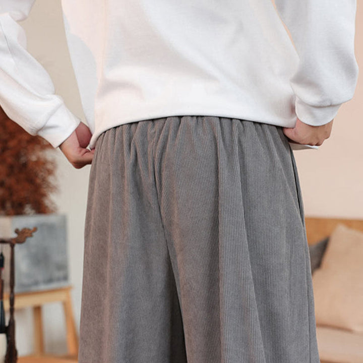 Pantaloni in velluto a coste con coulisse e tasche da uomo Buddha Stones autunno inverno