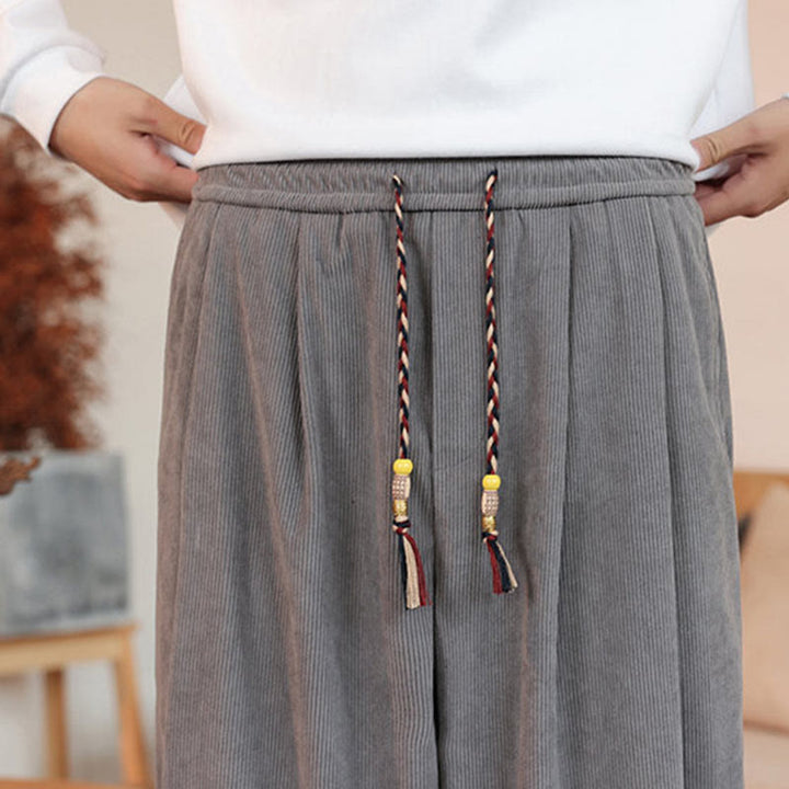 Pantaloni in velluto a coste con coulisse e tasche da uomo Buddha Stones autunno inverno