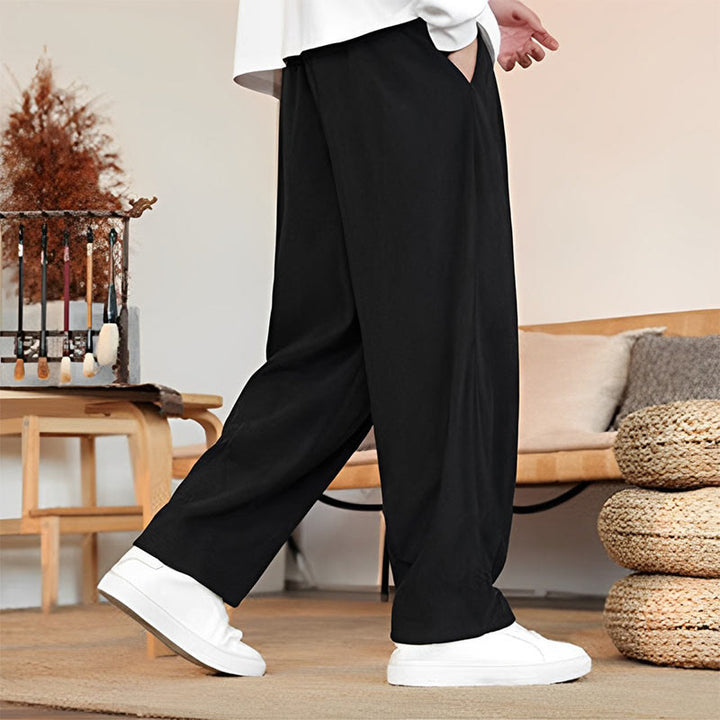 Pantaloni in velluto a coste con coulisse e tasche da uomo Buddha Stones autunno inverno