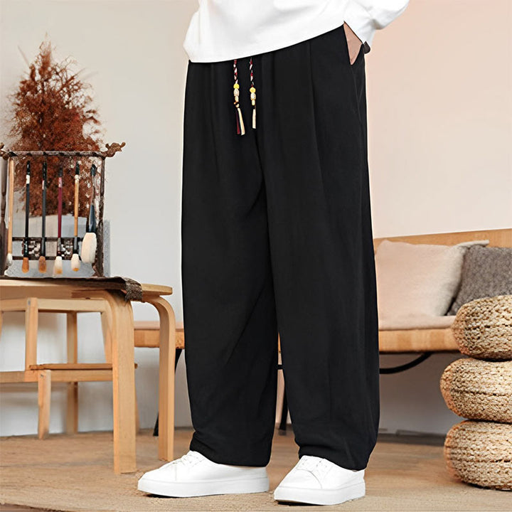 Pantaloni in velluto a coste con coulisse e tasche da uomo Buddha Stones autunno inverno