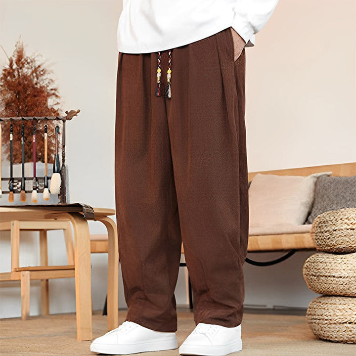 Pantaloni in velluto a coste con coulisse e tasche da uomo Buddha Stones autunno inverno