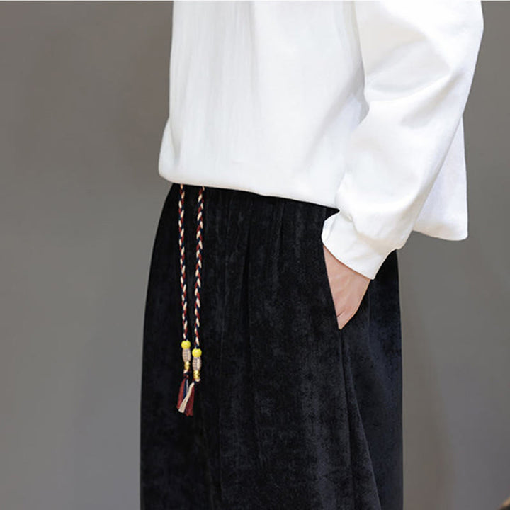 Pantaloni harem in ciniglia con coulisse e tasche da uomo Buddha Stones autunno inverno