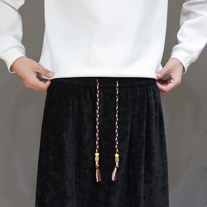 Pantaloni harem in ciniglia con coulisse e tasche da uomo Buddha Stones autunno inverno