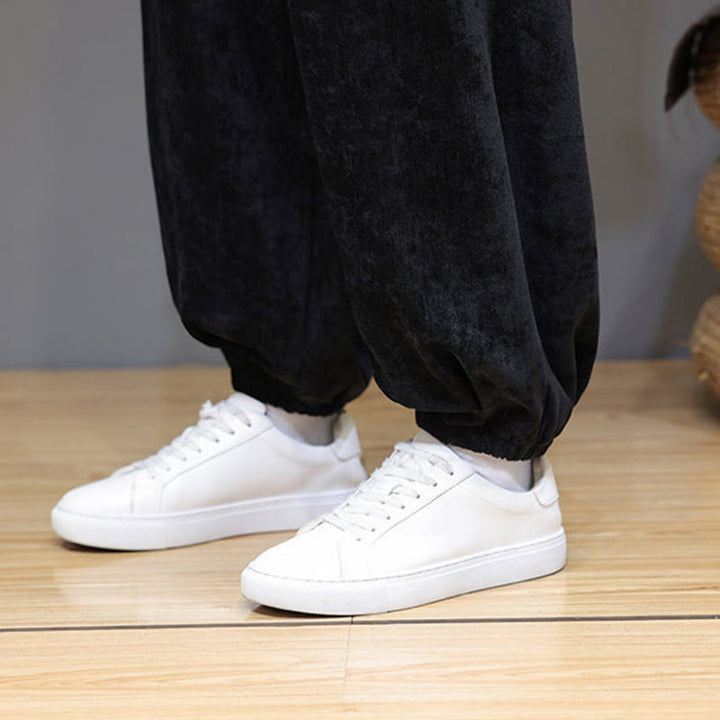 Pantaloni harem in ciniglia con coulisse e tasche da uomo Buddha Stones autunno inverno