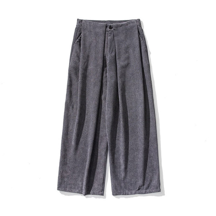 Pantaloni a gamba larga da uomo in velluto a coste di cotone tinta unita Buddha Stones con tasche - image 13