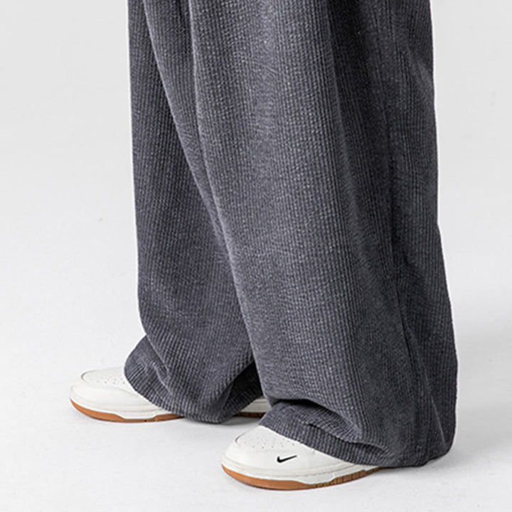 Pantaloni a gamba larga da uomo in velluto a coste di cotone tinta unita Buddha Stones con tasche