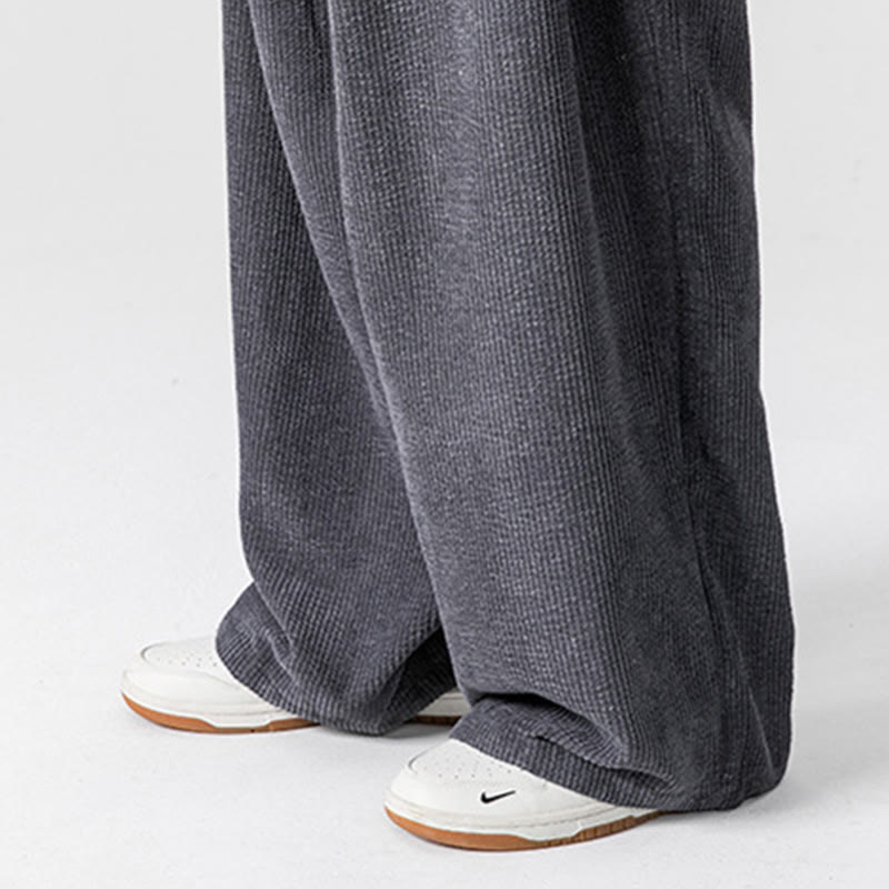 Pantaloni a gamba larga da uomo in velluto a coste di cotone tinta unita Buddha Stones con tasche - image 12