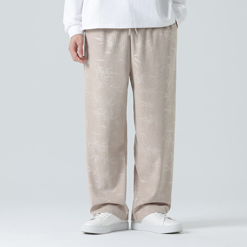 Pantaloni larghi da uomo in velluto a coste con motivo di bambù Buddha Stones e tasche - image 1