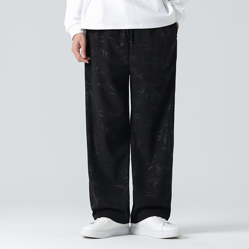 Pantaloni larghi da uomo in velluto a coste con motivo di bambù Buddha Stones e tasche - image 9