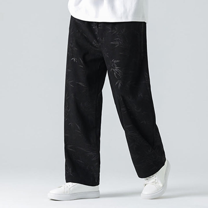 Pantaloni larghi da uomo in velluto a coste con motivo di bambù Buddha Stones e tasche - image 14