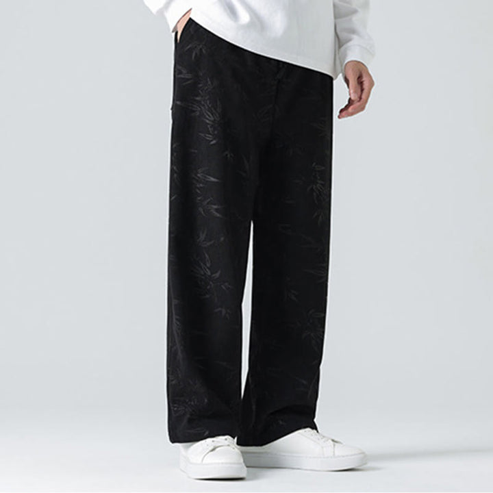 Pantaloni larghi da uomo in velluto a coste con motivo di bambù Buddha Stones e tasche - image 15