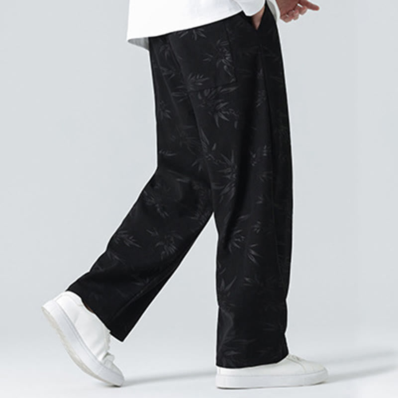 Pantaloni larghi da uomo in velluto a coste con motivo di bambù Buddha Stones e tasche - image 13
