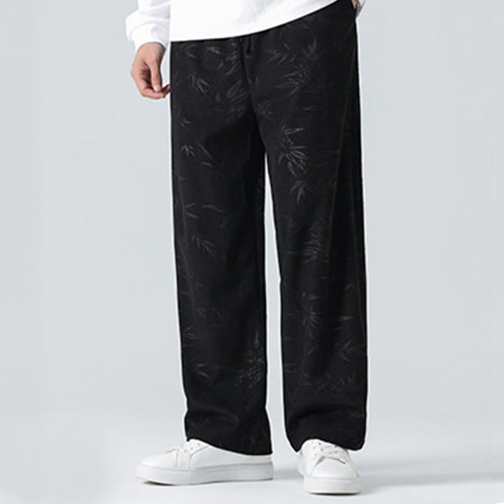 Pantaloni larghi da uomo in velluto a coste con motivo di bambù Buddha Stones e tasche - image 10