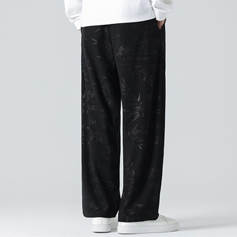 Pantaloni larghi da uomo in velluto a coste con motivo di bambù Buddha Stones e tasche - image 12