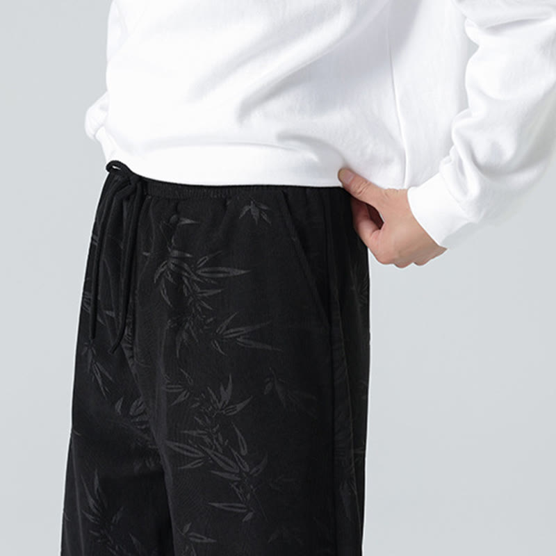 Pantaloni larghi da uomo in velluto a coste con motivo di bambù Buddha Stones e tasche - image 18