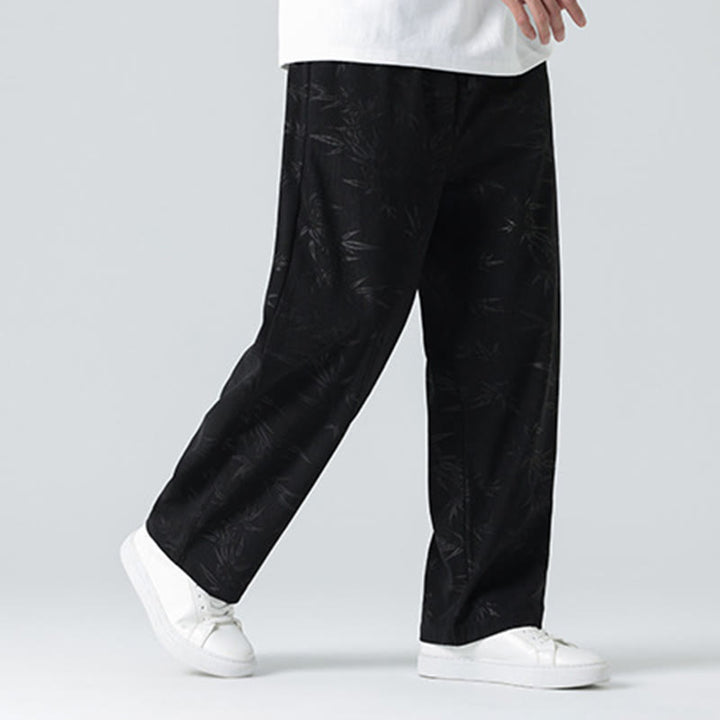 Pantaloni larghi da uomo in velluto a coste con motivo di bambù Buddha Stones e tasche - image 11
