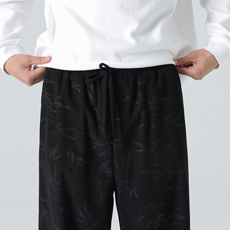 Pantaloni larghi da uomo in velluto a coste con motivo di bambù Buddha Stones e tasche - image 16