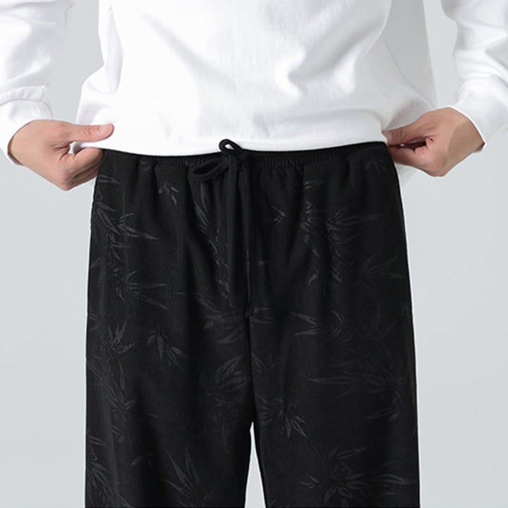 Pantaloni larghi da uomo in velluto a coste con motivo di bambù Buddha Stones e tasche - image 16
