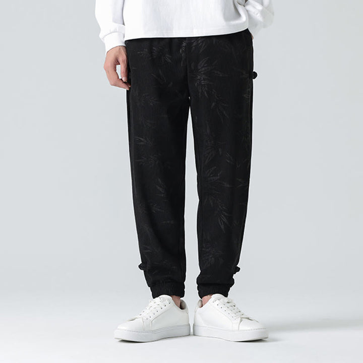 Pantaloni in velluto a coste con bottoni a rana da uomo Buddha Stones autunno inverno in bambù con tasche