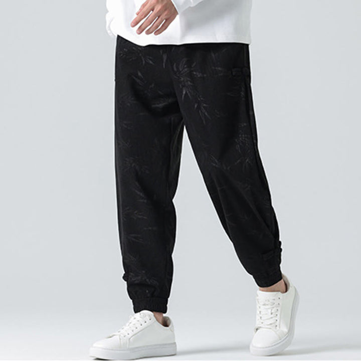 Pantaloni in velluto a coste con bottoni a rana da uomo Buddha Stones autunno inverno in bambù con tasche