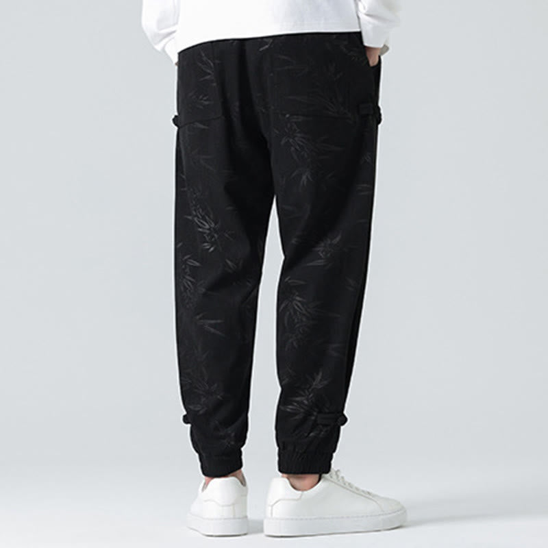 Pantaloni in velluto a coste con bottoni a rana da uomo Buddha Stones autunno inverno in bambù con tasche
