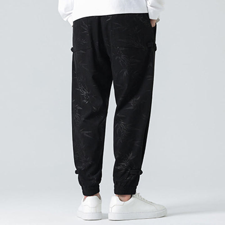 Pantaloni in velluto a coste con bottoni a rana da uomo Buddha Stones autunno inverno in bambù con tasche