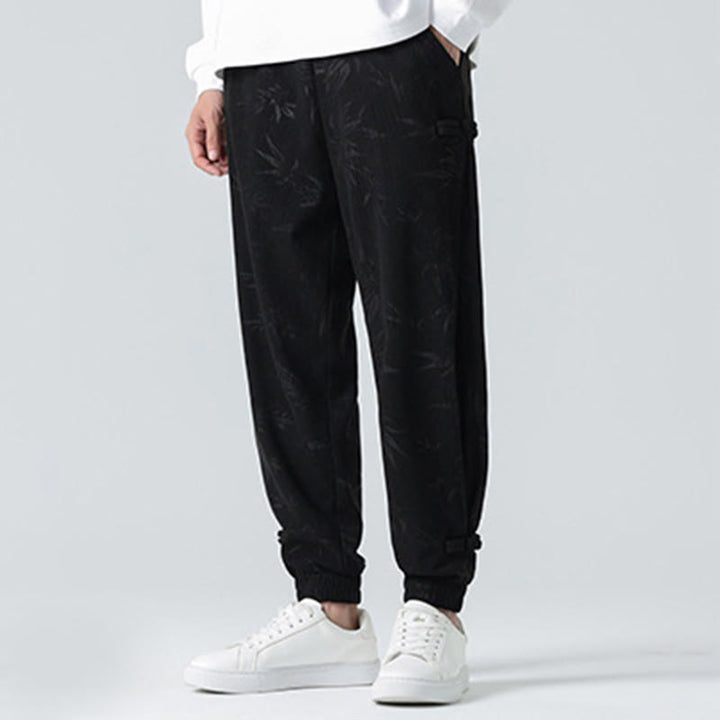 Pantaloni in velluto a coste con bottoni a rana da uomo Buddha Stones autunno inverno in bambù con tasche