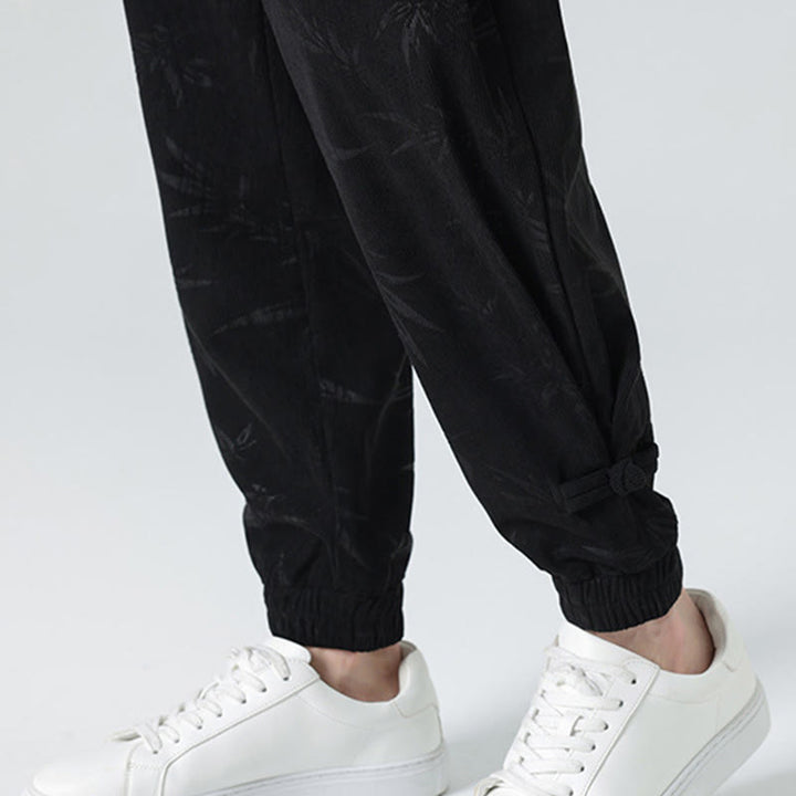 Pantaloni in velluto a coste con bottoni a rana da uomo Buddha Stones autunno inverno in bambù con tasche