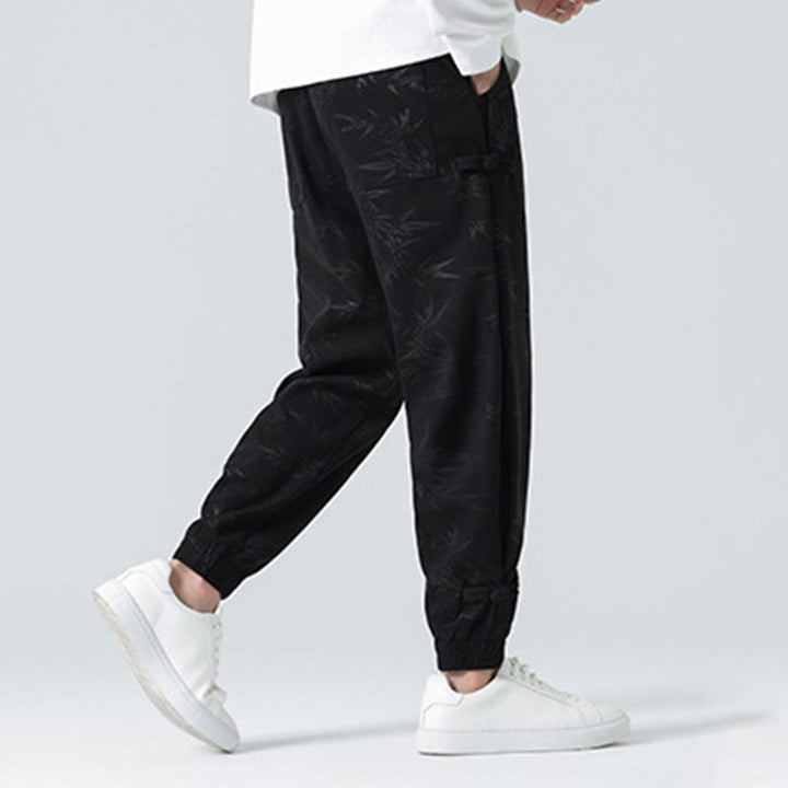 Pantaloni in velluto a coste con bottoni a rana da uomo Buddha Stones autunno inverno in bambù con tasche