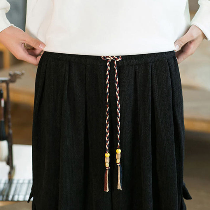 Pantaloni cargo in velluto a coste con coulisse e tasche da uomo Buddha Stones autunno inverno - image 11