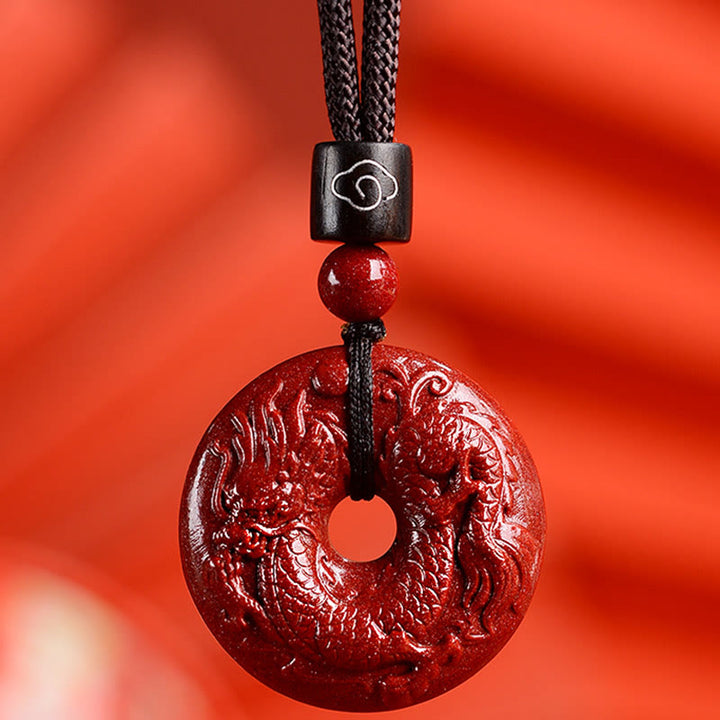 Buddha Stones Zodiaco cinese Cinabro Fibbia della pace Collana pendente calma - Drago - Piccolo 28*8 mm - image 22