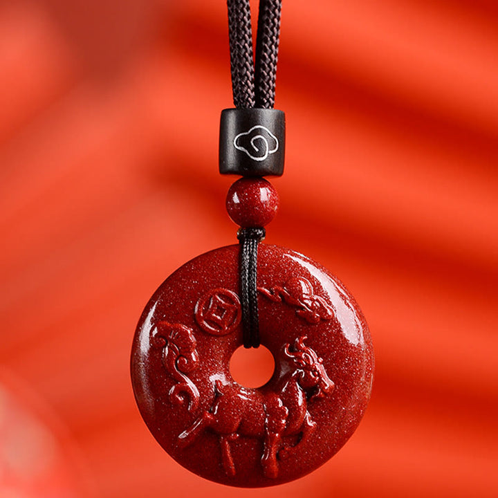 Buddha Stones Zodiaco cinese Cinabro Fibbia della pace Collana pendente calma - Capra - Piccolo 28*8 mm - image 28