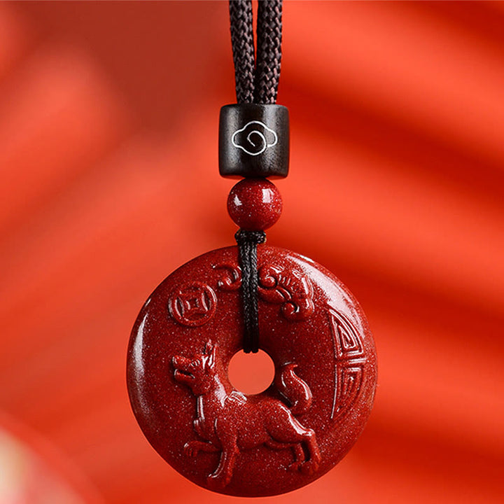 Buddha Stones Zodiaco cinese Cinabro Fibbia della pace Collana pendente calma - Cane - Piccolo 28*8 mm - image 34