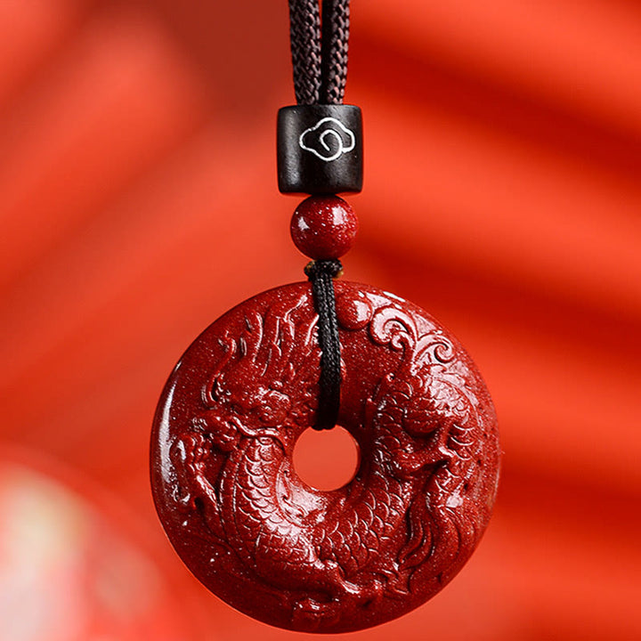 Buddha Stones Zodiaco cinese Cinabro Fibbia della pace Collana pendente calma - Drago - Medio 32*9 mm - image 23