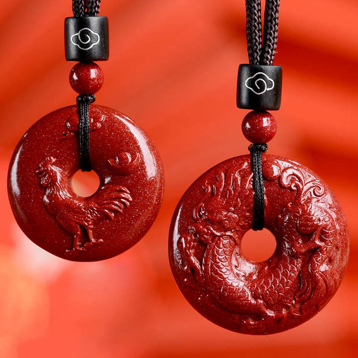 Buddha Stones Zodiaco cinese Cinabro Fibbia della pace Collana pendente calma - image 38