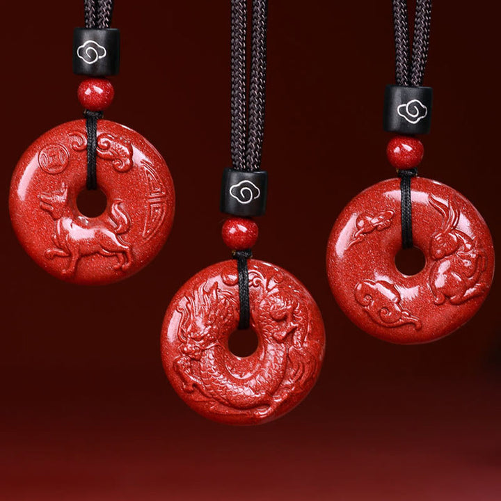 Buddha Stones Zodiaco cinese Cinabro Fibbia della pace Collana pendente calma - image 39