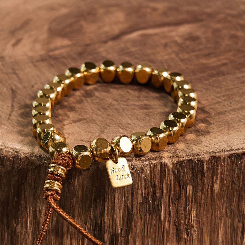Braccialetto di buona fortuna e cura di sé con corda di rame Buddha Stones