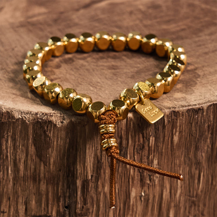 Braccialetto di buona fortuna e cura di sé con corda di rame Buddha Stones